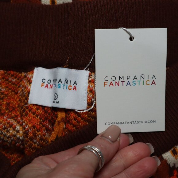 Compania Fantastica Knit Pants‎ Womens Brown Boho Hippie Retro Festival 70's NWT - Picture 2 of 12
